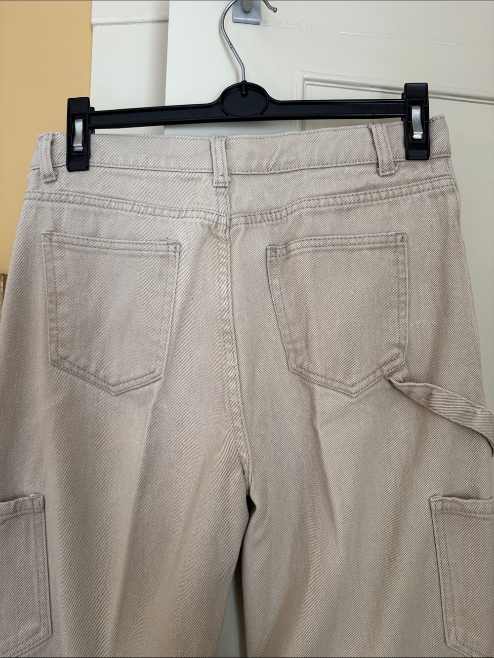 Lioness Light Beige Cargo Pants with Frayed Hem - Picture 3 of 6